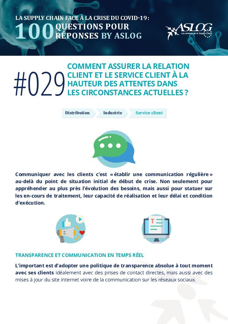 #029 COMMENT ASSURER LA RELATION CLIENT ET LE SERVICE CLIENT À LA HAUTEUR DES ATTENTES DANS LES CIRCONSTANCES ACTUELLES ?