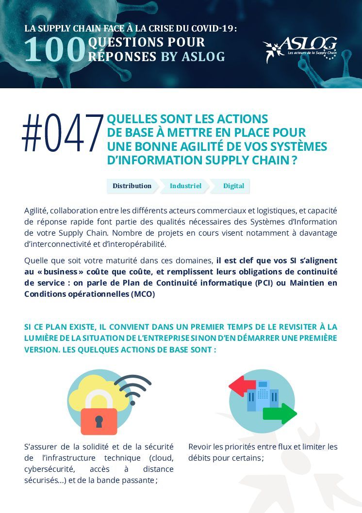 #047 Quelles sont les actions de base à mettre en place pour une bonne agilité de vos systèmes d’information supply chain