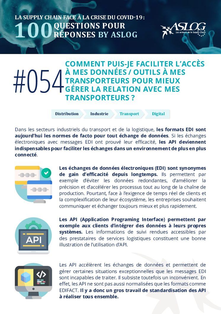 #054 Comment puis-je faciliter l’accès à mes données/outils à mes transporteurs pour mieux gérer la relation avec eux ?