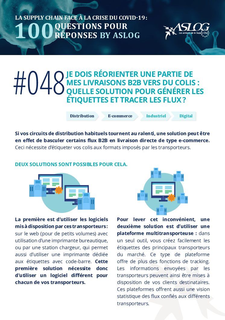 #048 Je dois réorienter une partie de mes livraisons B2B vers du colis : quelle solution pour générer les étiquettes et tracer les flux ?