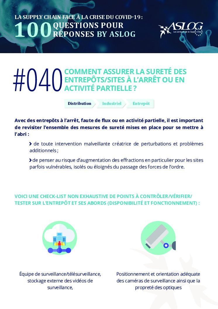 #040 COMMENT ASSURER LA SURETÉ DES ENTREPÔTS/SITES À L’ARRÊT OU EN ACTIVITÉ PARTIELLE ?