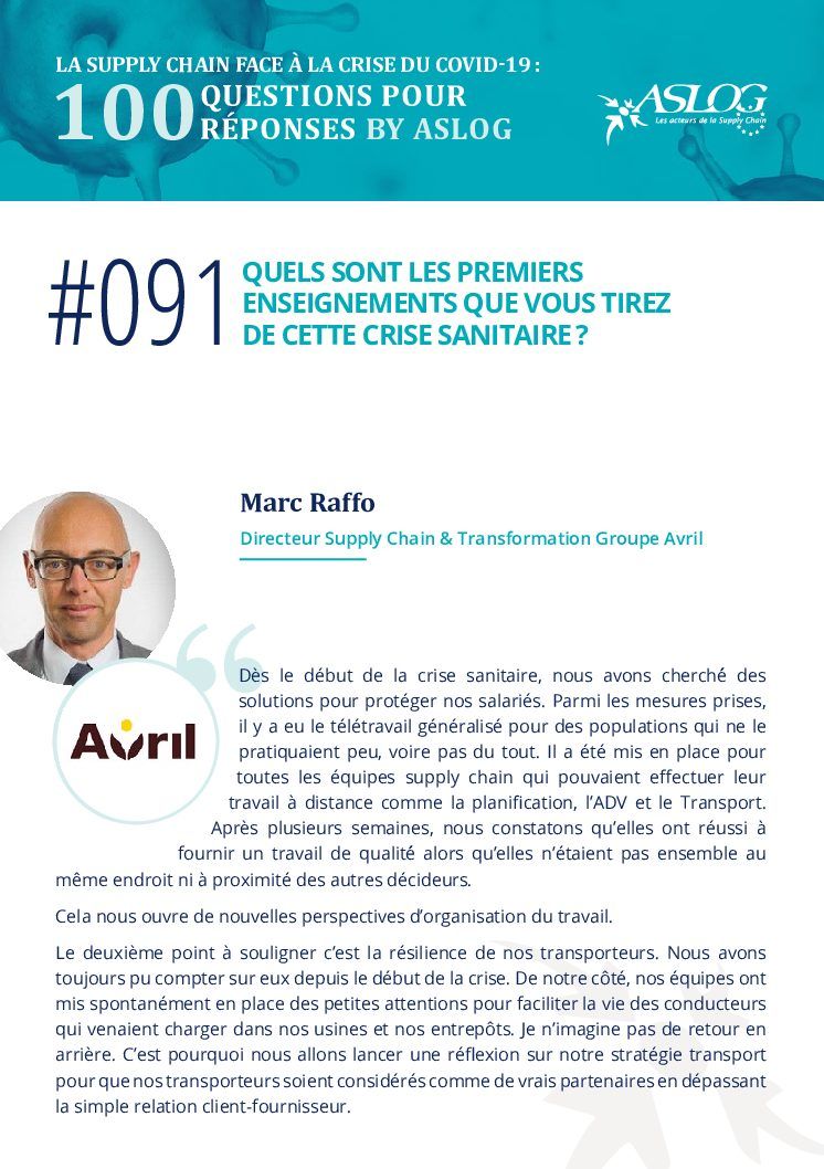 #091 Quels sont les 1er enseignements que vous tirez de cette crise sanitaire by Marc Raffo du Groupe Avril